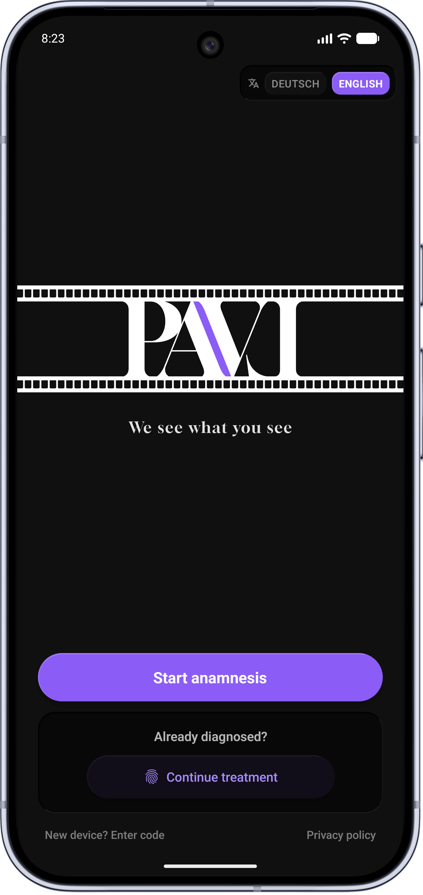 PAVL app screenshot 1 — Film recommendations through actual profiling.